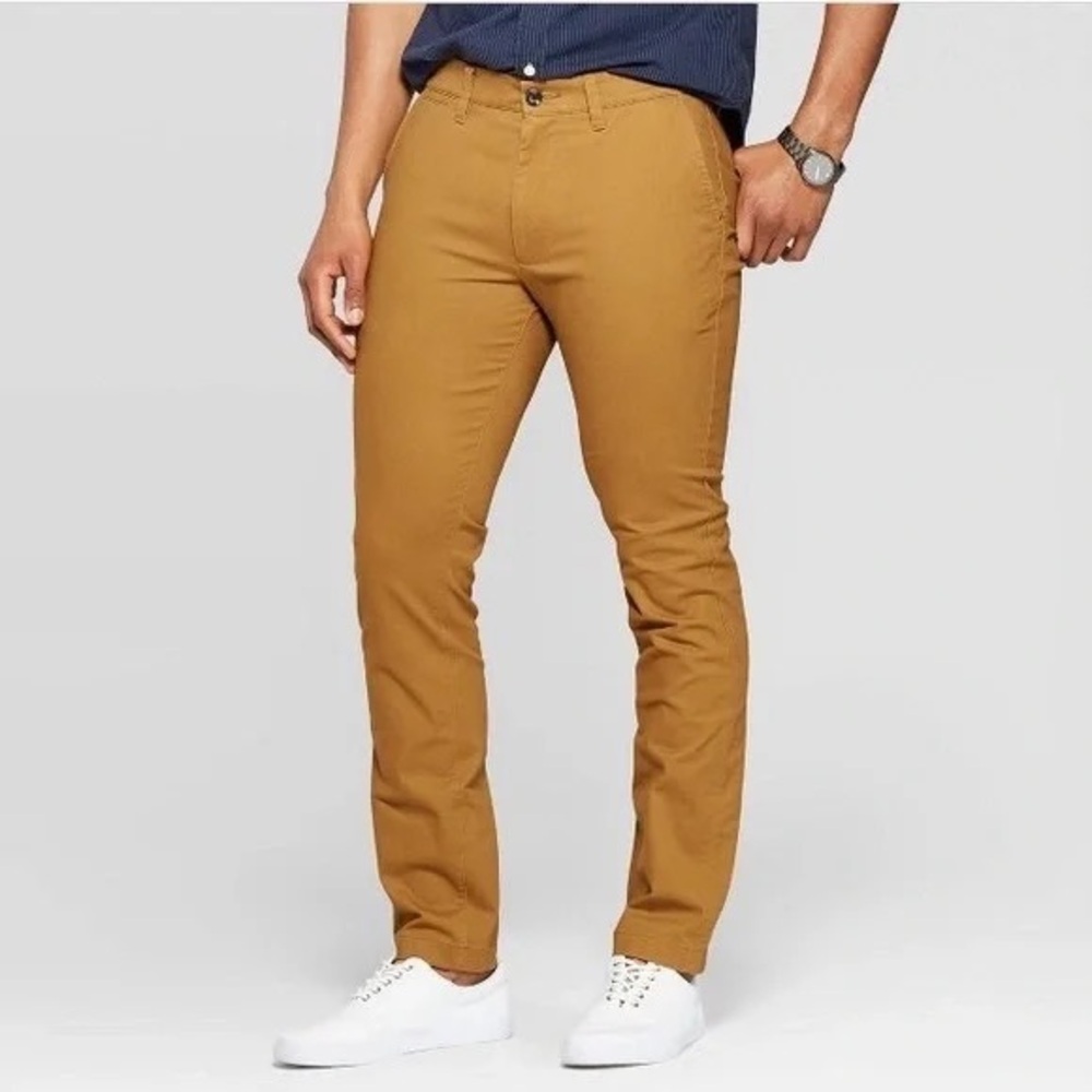 NWT Goodfellow & Co Skinny Chinos 32x32 Brown Decaf Stretch Mens